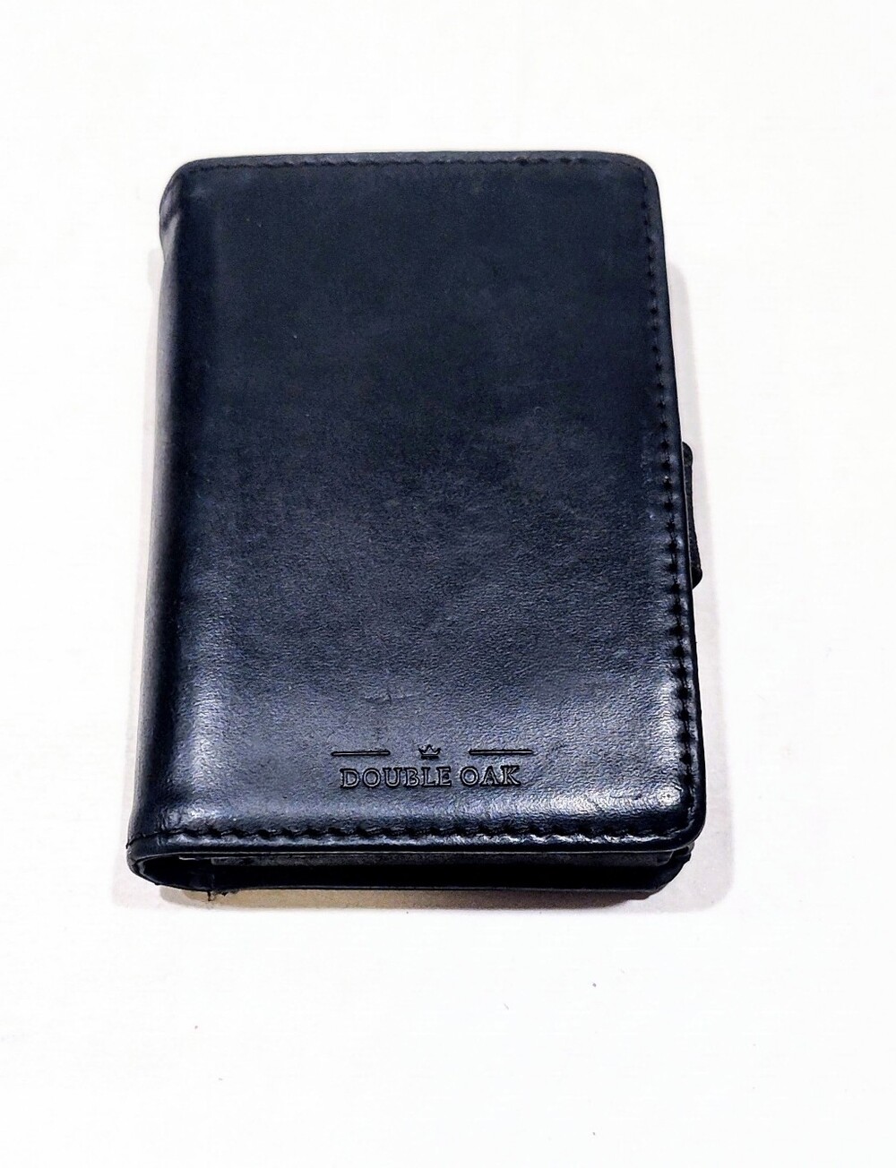 Double Oak Essentials Black Leather Bifold Wallet Sleeve